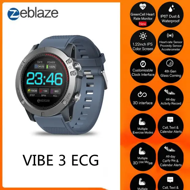 Умные часы Zeblaze VIBE 3 ECG мужские спортивные умные с шагомером и монитором сна