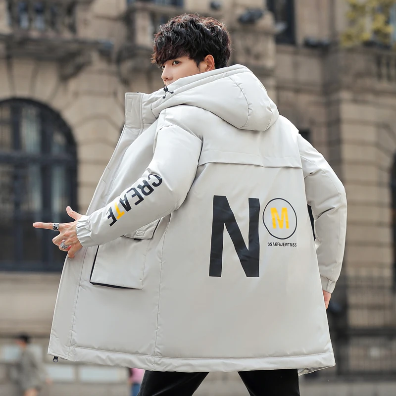 Classic Winter Men's Mid-Length Warm Thick Hooded Parkas Long Cotton-Padded Jackets Outwear Puffer Coats Windproof Tops Clothing