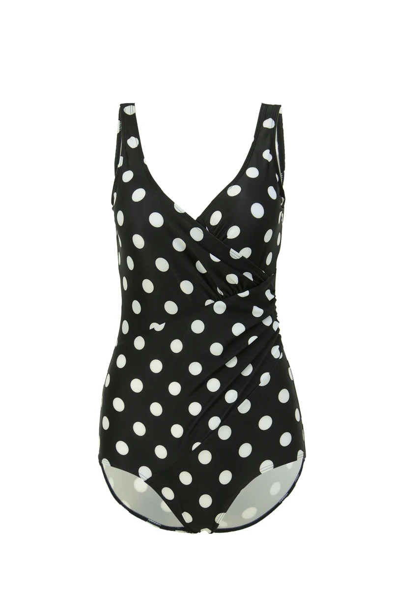 2020 Women Monokini Plus Size Swimwear One Piece Swimsuit Dot Print Female Bathing Suit 4XL Retro Bodysuit Maillot De Bain Femme |