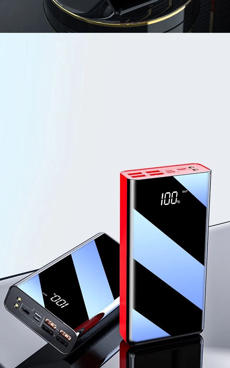 

30000mAh Mirror Power Bank For iPhone For Samsung for Xiaomi for huawei External Battery 2 USB Power Bank Portable Mobile phone