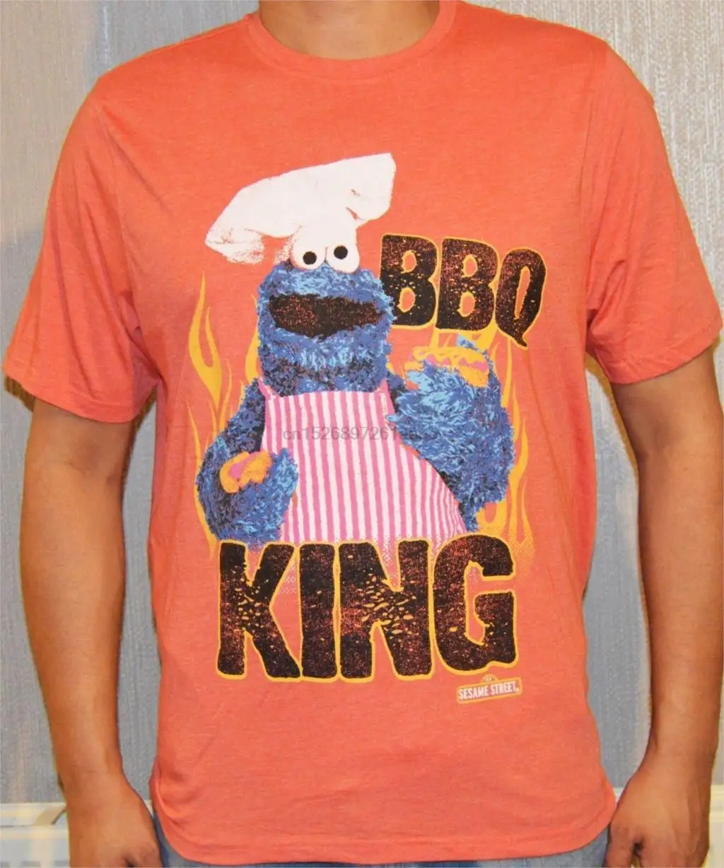 

Retro Funky Sesame Street Muppets Cookie Monster Chef Bbq King T Shirt Cartoon T Shirt Men Unisex New Fashion Tshirt