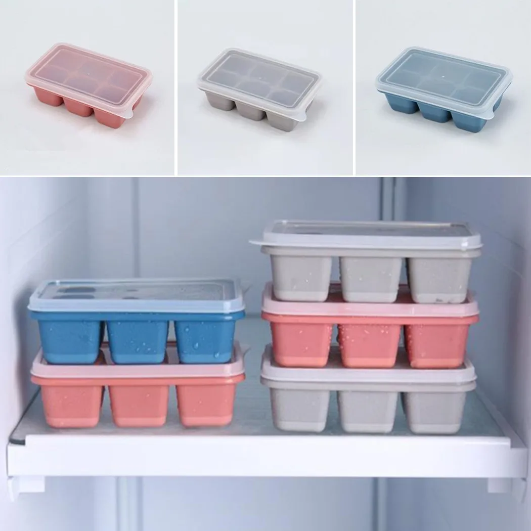

6 Cavity Ice Tray With Cover Kitchen Made Ice Maker Silicone Ice Cube Box Whiskey Cocktails Kitchen Tools Accessories Ice Mold