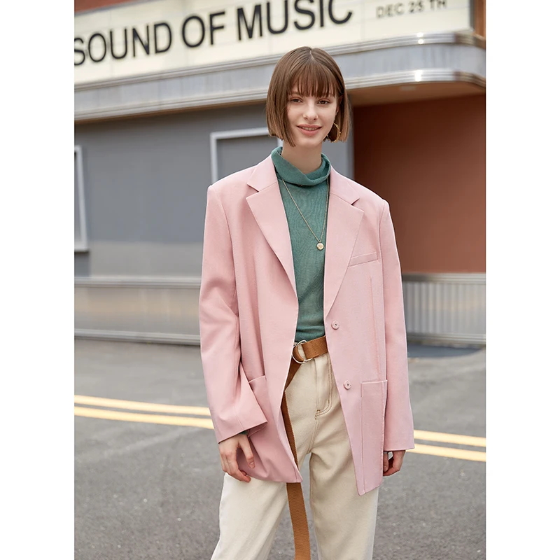 Женский блейзер AEL свободный однотонный пиджак с длинным рукавом повседневная