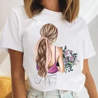 Женская футболка в стиле Харадзюку, милая мультяшная футболка с цветочным принтом для девочек