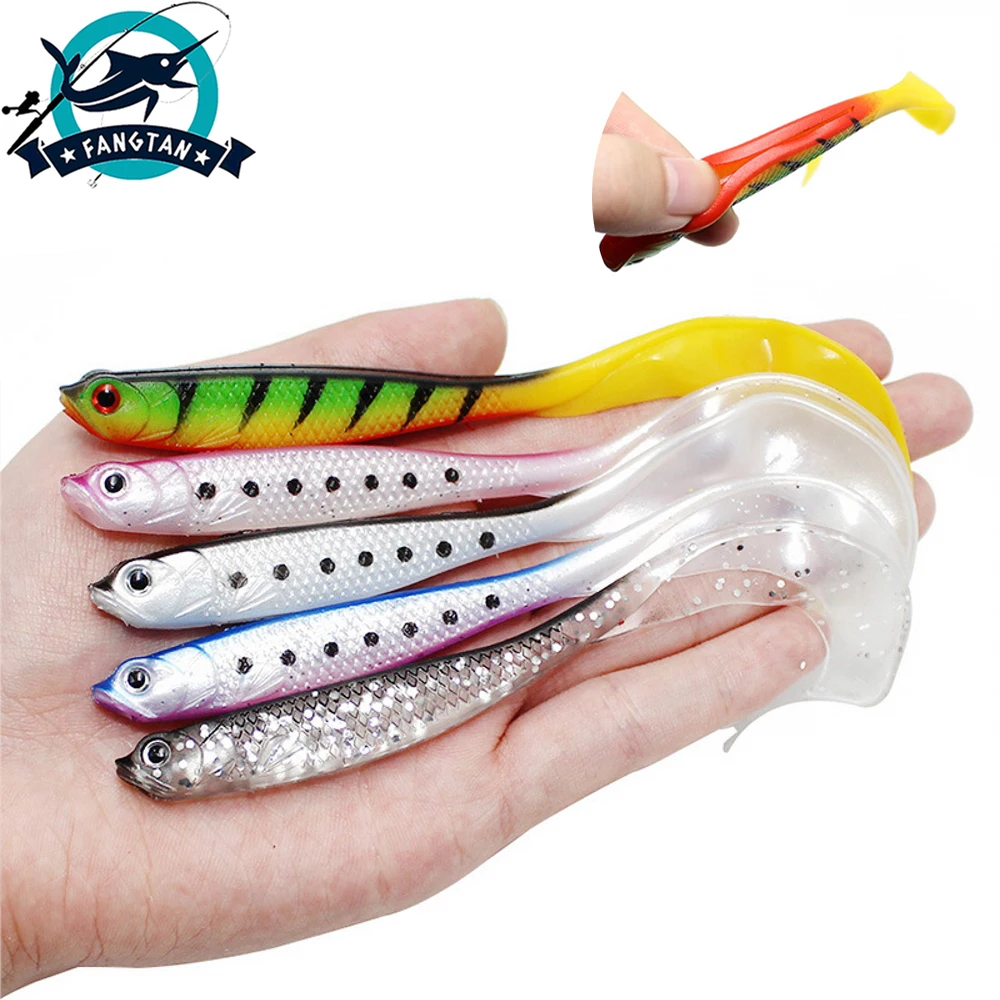 5 шт Мягкие блесны для рыбалки (9 см) 5g воблеры силиконовый Swimbait 3D глаза T Хвост