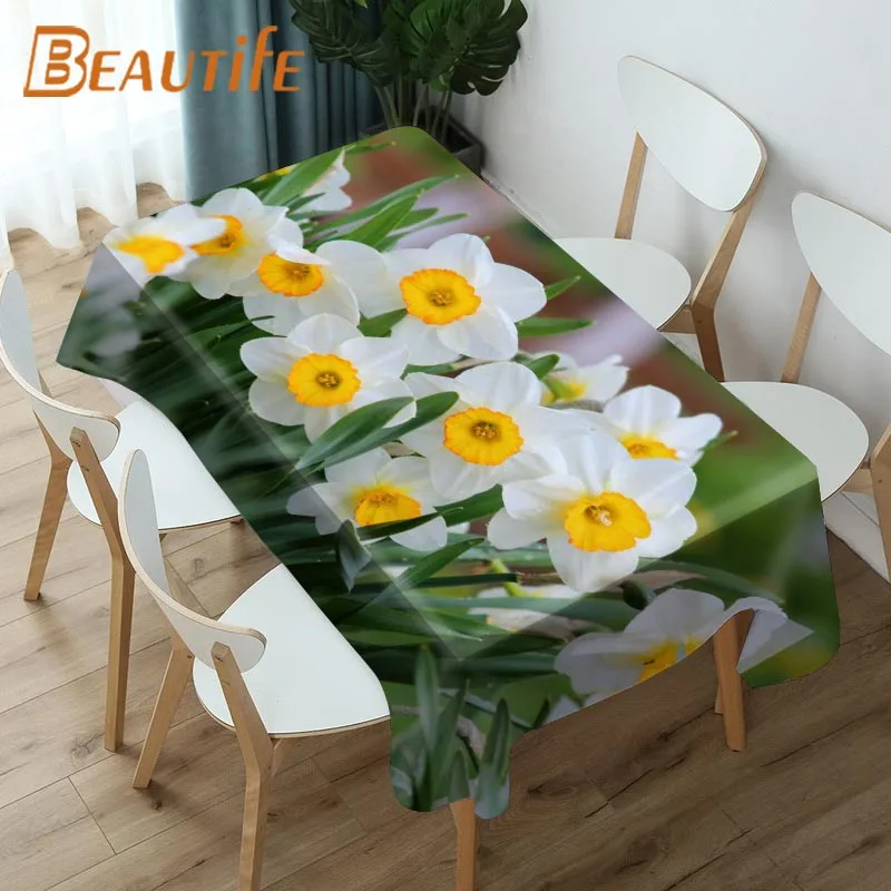 

Nice Daffodil Tablecloth Fashion Style Hotel Picnic Party Table Waterproof Table Covers Home Dining Tea Table Decoration 0816