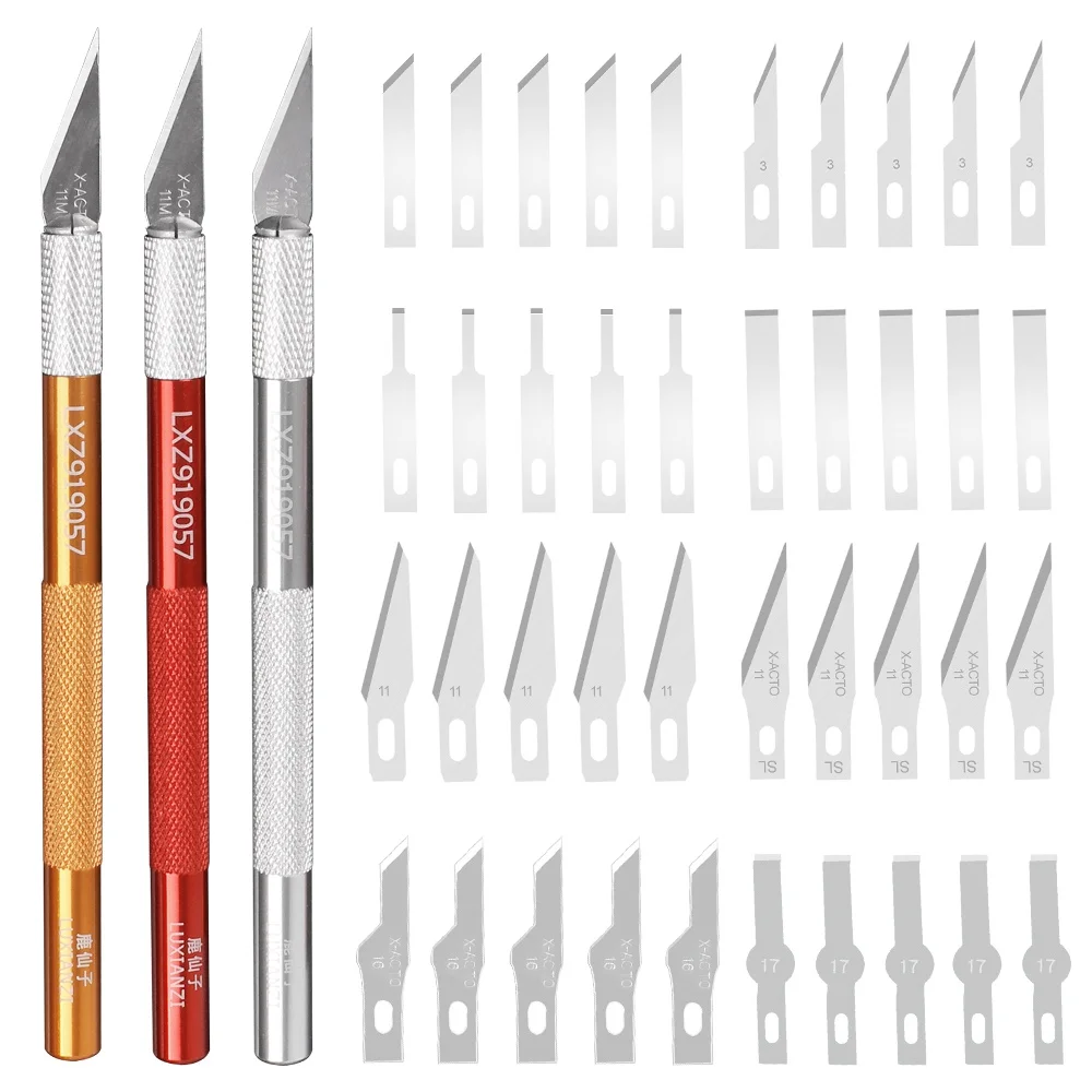 LUXIANZI Non-Slip Metal Scalpel Knife Tools Kit Blades For Cutter Engraving Phone Laptop PCB DIY Repair Hand Tools Craft Knives