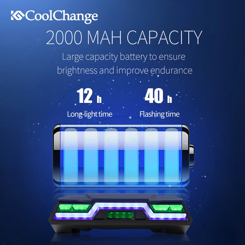 Велосипедный светодиодный фонарь CoolChange с зарядкой от USB водонепроницаемый