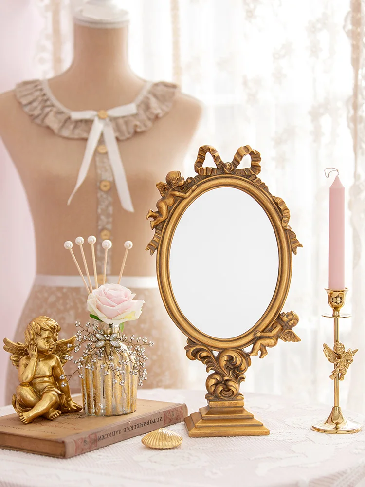 Европейский Винтажный дворец Угловое резное украшение стола зеркало для макияжа