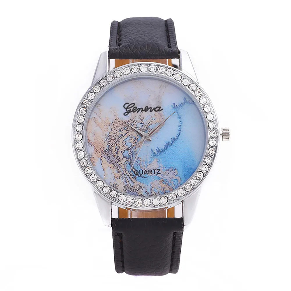 Винтажные кожаные часы браслет повседневные женские и мужские наручные с