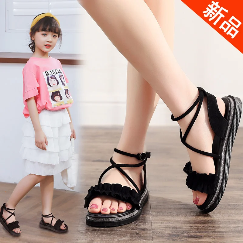 

2021 new sandals summer princess beach shoes children's shoes fairy style versatile fashion Roman shoes