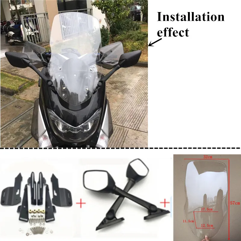 C mirror clear18 Модифицированные мотоциклетные Nmax регулируемые пластиковые дефлекторы ветрового стекла для nmax155 nmax 150 - Цвет: C mirror clear18