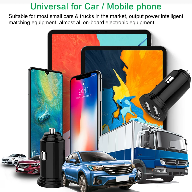 Автомобильное зарядное устройство с двумя USB-портами для планшетов GPS быстрое 3 4 А