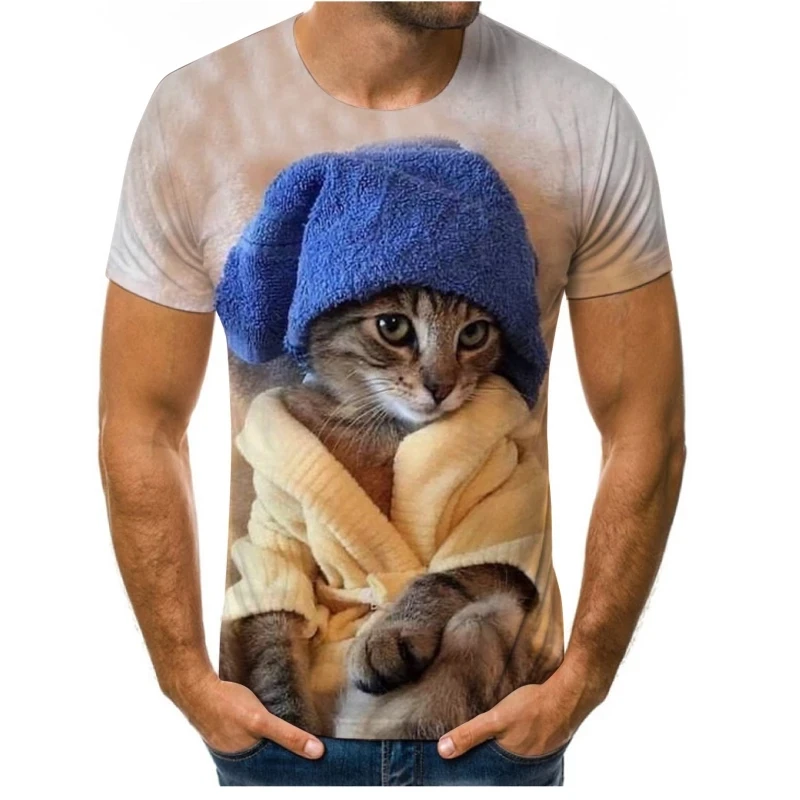 

Personality weird cat 3d printing fashion summer men's and women's T-shirt soft loose t-shirts casual street men's clothing