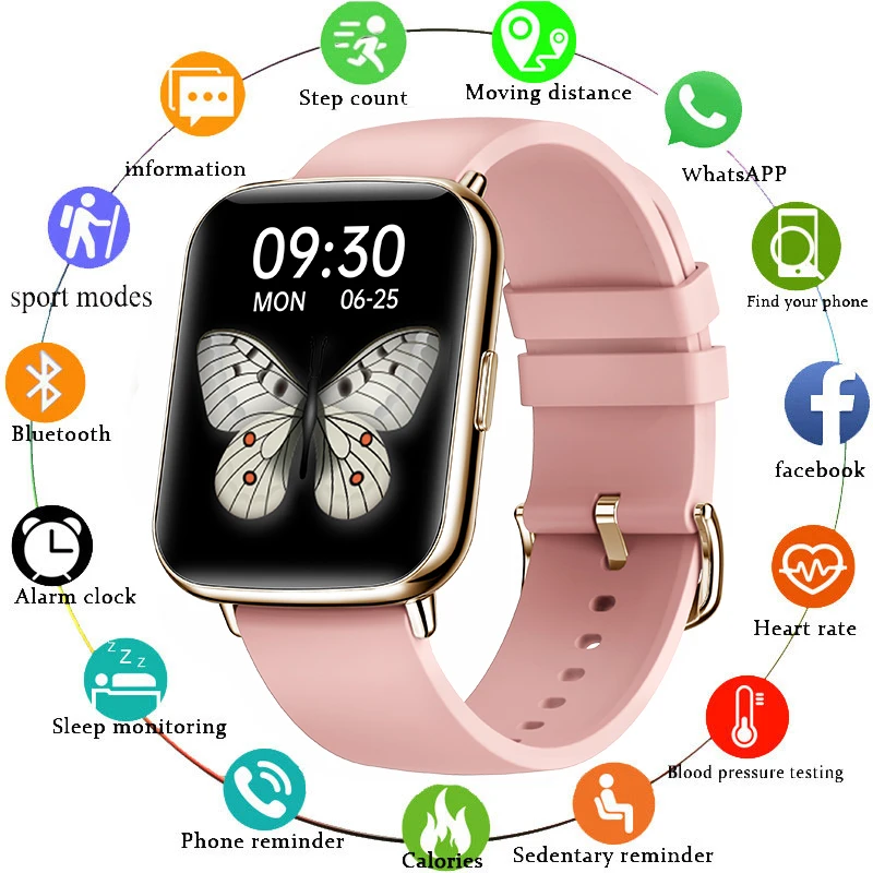 

Женские умные часы YABOLI 2021 с Bluetooth и функцией вызова, мужские умные часы с сенсорным экраном 1,69 дюйма, умный браслет с фитнес-трекером, водонеп...