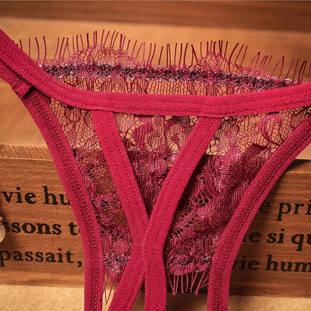 Стринги женские с жемчугом металлической цепочкой кружевное нижнее белье