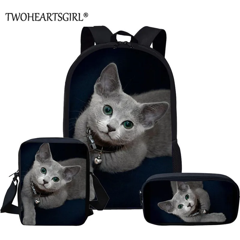 Школьная сумка twoheart sgirl для мальчиков и девочек, с рисунком милого медвежонка, черная Детская сумка с животными, комплект школьных портфелей...