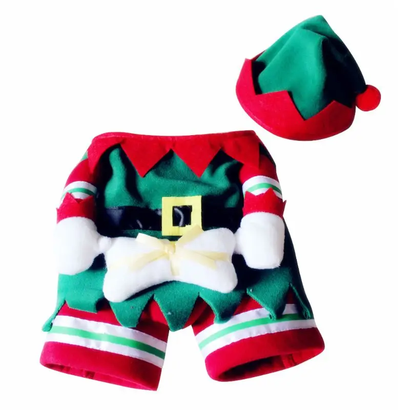 Santa бело-серые с рисунком щеночек для домашнего питомца рождественские милые