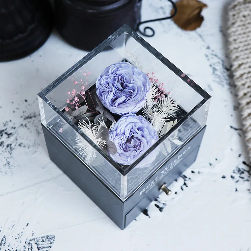 Вечный цветок ручная работа Натуральная роза шкатулка для ювелирных изделий