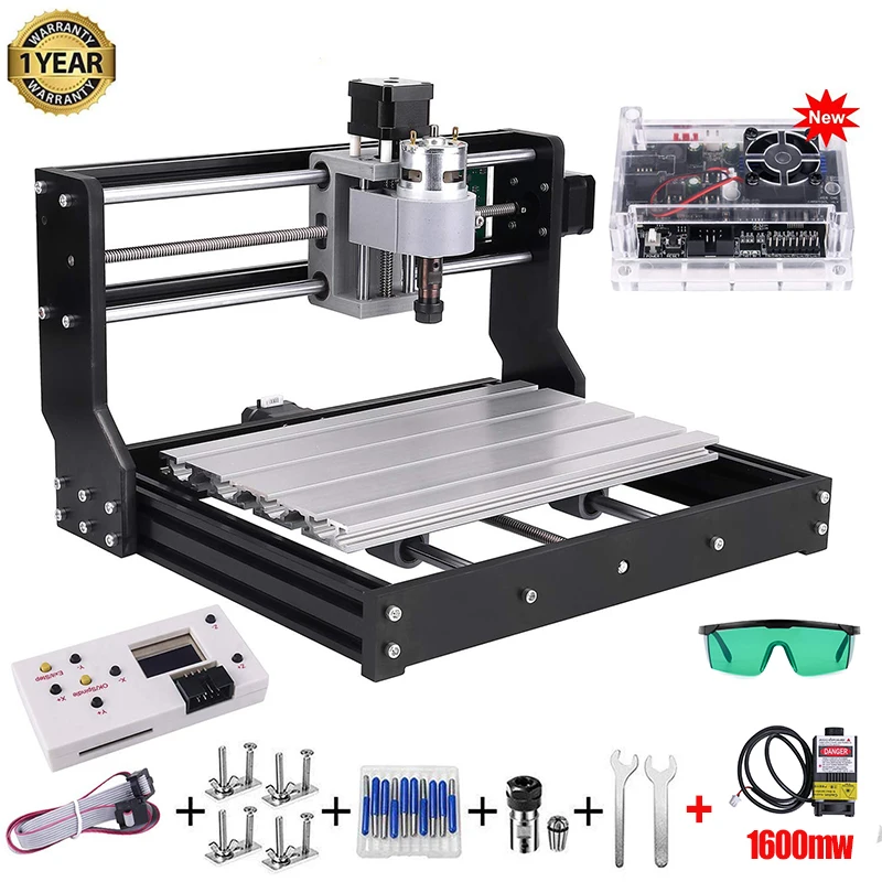 CNC 3018 Pro лазерный гравер древесины маршрутизатор машина GRBL ER11 DIY Мини гравировальный станок для дерева PCB ПВХ с автономным контроллером - Цвет: 1600mw laser