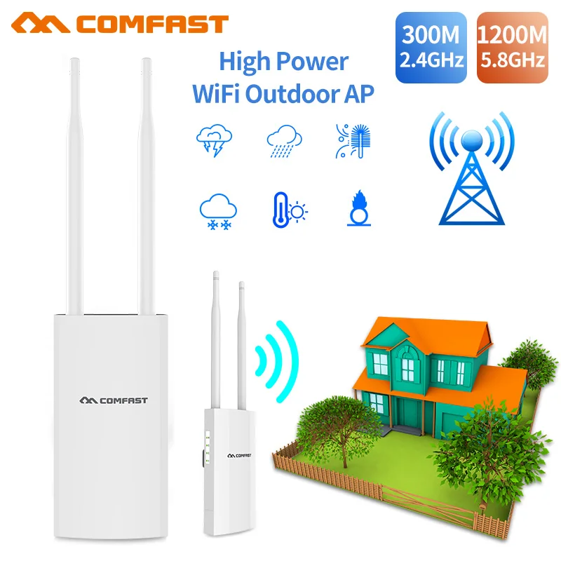 Уличный Беспроводной Wi Fi ретранслятор высокой мощности 300 1200Mbps AP/wifi роутер 1200