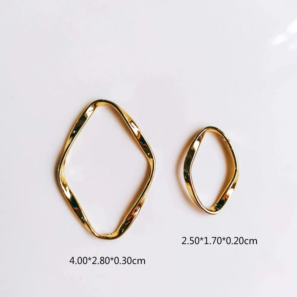 

KC Gold Plated Eardrop Pendant Rhombus Charms Jewelry Component Accessories Diy Handmade Material for Earring Necklace 6pcs