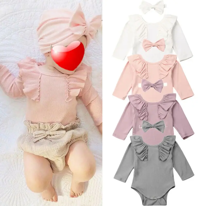 Новый комплект осенней одежды для маленьких девочек из 2 предметов однотонный