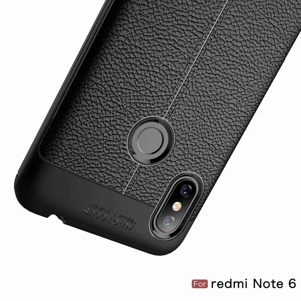 Чехол для Redmi Note 6 pro матовый Гибридный армированный кожаный чехол с текстурой