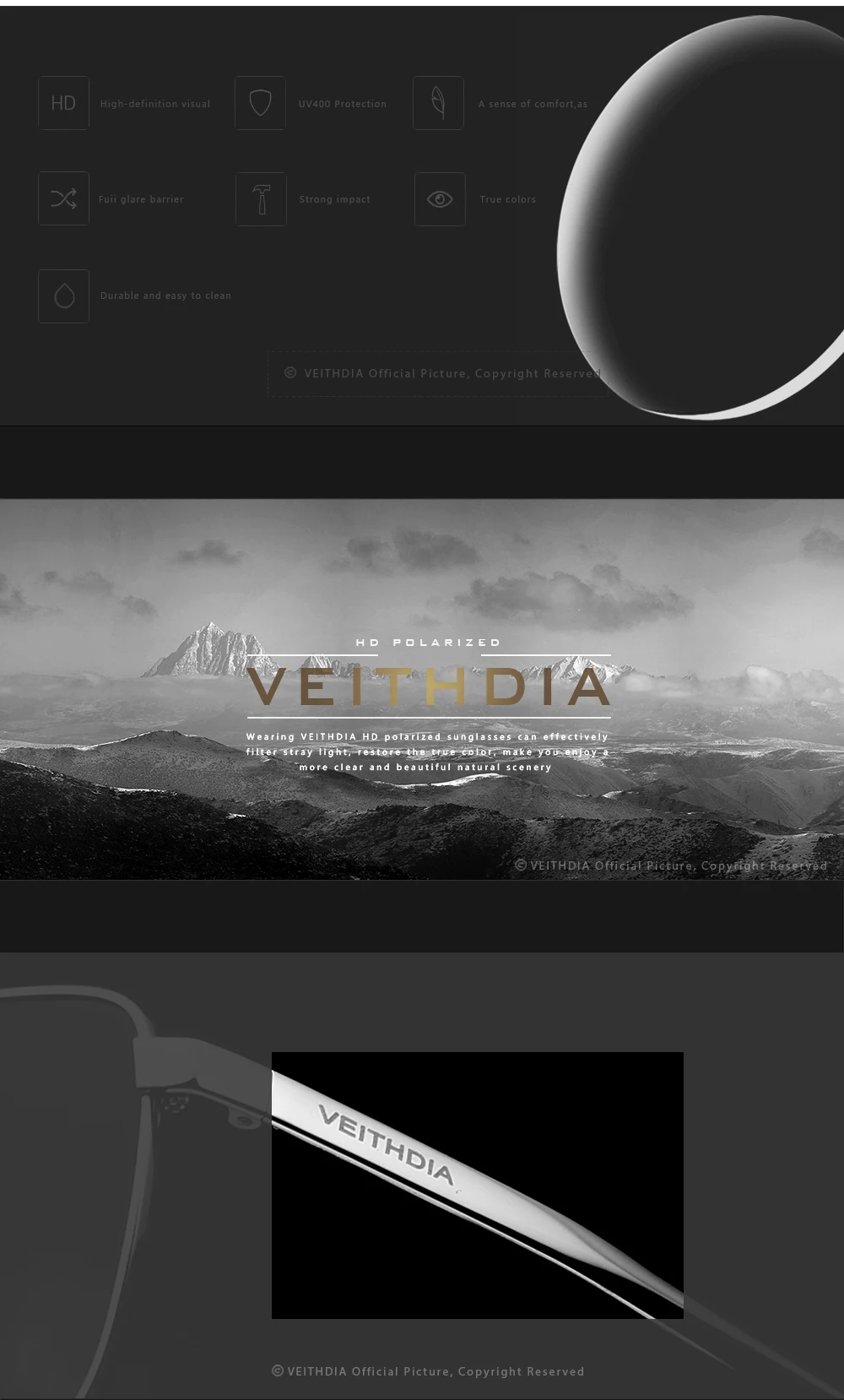 Бренд veithdia Ретро Мужские квадратные солнцезащитные очки поляризованные линзы винтажные очки Аксессуары Солнцезащитные очки для мужчин 2462