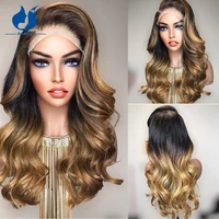 amethyst right side part ombre brown human hair wigs 5x5 pu silk top lace closure wave wigs ombre blonde brazilian remy hair