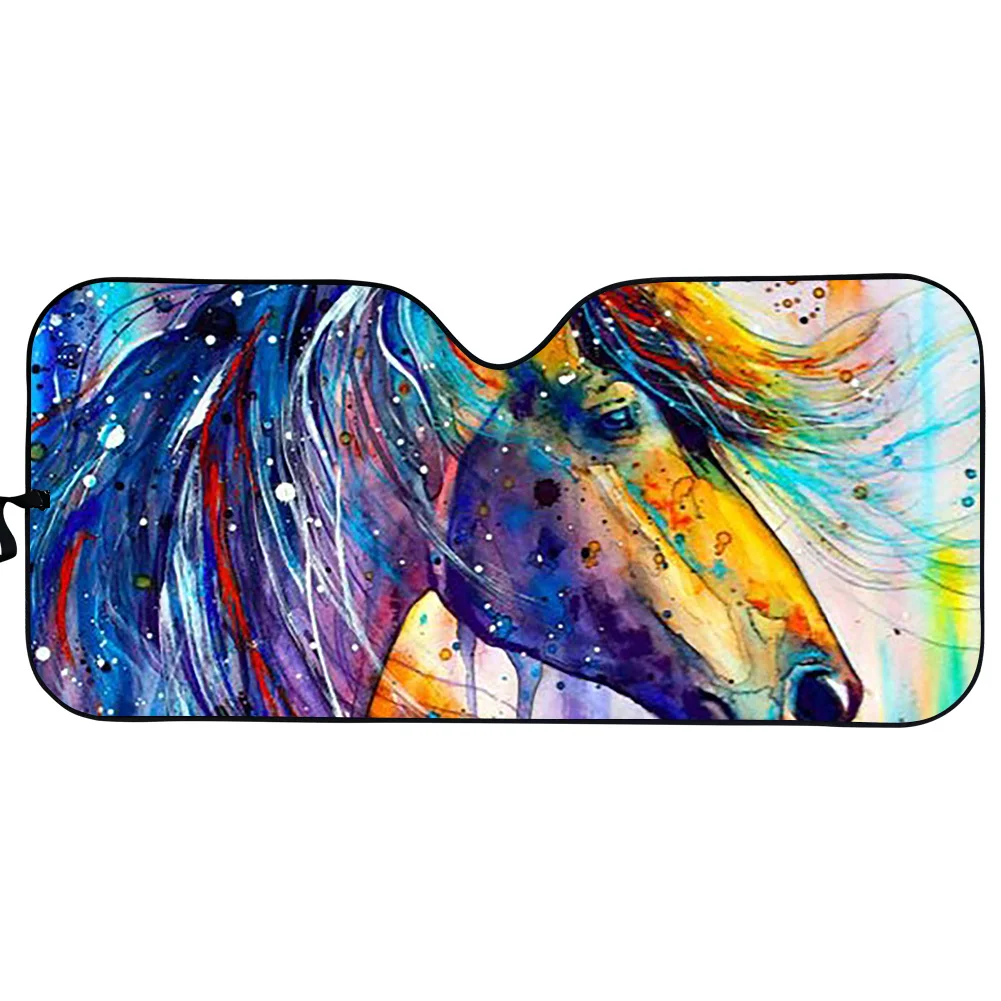 

PinUp Angel Auto Sun Shade Horse Pattern Foldable Car Sunshade Covers for Front Windows Easy Clean Vehicle Heat Reflector Hot