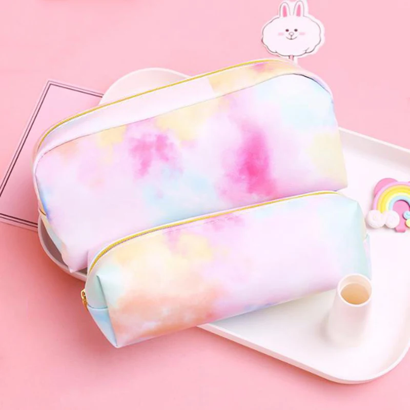 Кавайный чехол для карандаша яркого розового цвета Искусственная кожа ПУ и