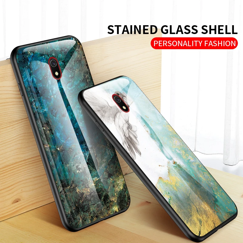 KEYSION Marble Tempered Glass Case For Xiaomi Redmi 8A 7A K20 Note 8 Pro Silicone Phone Cover Mi 9T 9 SE Lite |