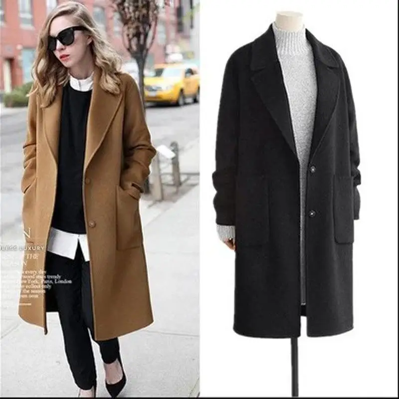 

autumn Fast sell and winter new women's wear large size loose medium length long sleeve woolen coat in Europe and America
