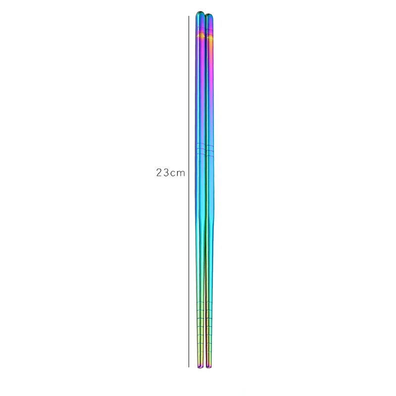 

1 Pair 304 Stainless Steel Colorful Chopsticks Length 23cm Reusable Chopsticks Silver Gold Multicolor Festival Party Tableware