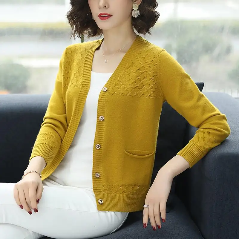 

autumn spring women sweater knitted cardigan loose thin over coat korean short fashion full sleeve 0.4