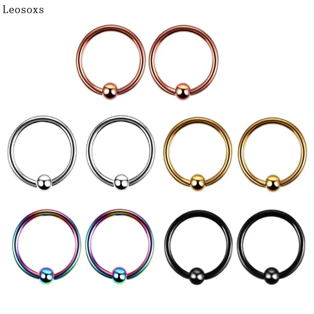 

Leosoxs 2 Pcs Stainless Steel Body Piercing Nose Ring Earring Jewelry Alternative Hot Selling In Europe and America