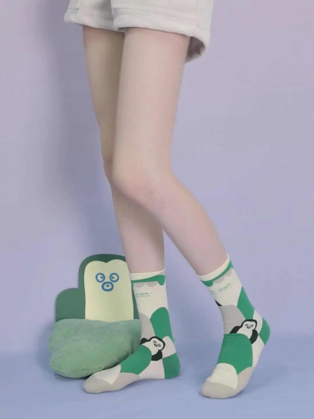 Осенне-зимние милые женские носки модные иллюстрации животных пингвинов