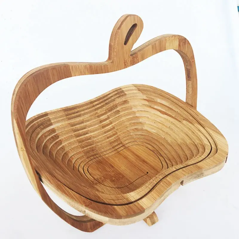 

Promotion! Novelty Foldable Apple Shaped Bamboo Basket Foldable Fruit Basket