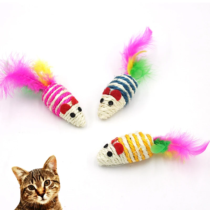 

Mini Colorful Cat Toys Feather Mouse Toys for Cats Kitten Animal Funny Playing Pet Kitty Products Cat Supplies jouet pour chat