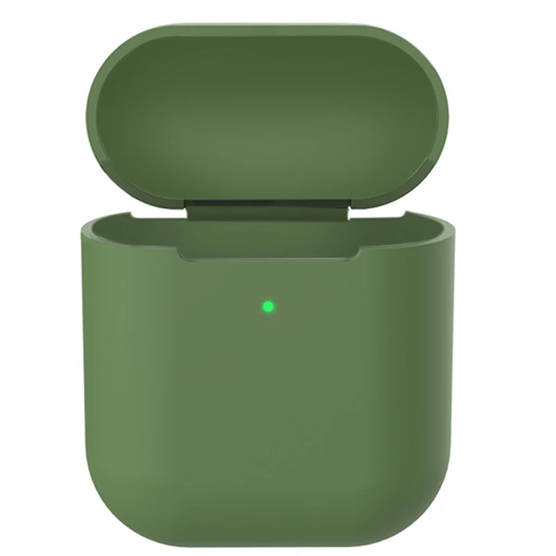 Чехол для наушников для Apple Airpods 2 из мягкого силикона и ТПУ, беспроводной Чехол для наушников с Bluetooth, ультратонкий противоударный защитный чехол для наушников - Цвет: Dark Green