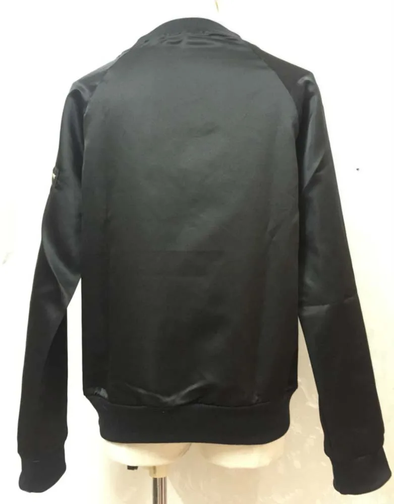 

Women's champagne gold zip short coat party hip-hop club jacket