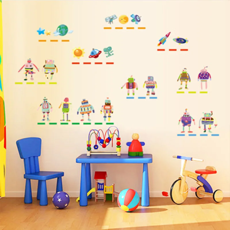 

NEW50*70CM High Quality Wall Sticker Robots for Boys Room,Kids Room,Bedroom Cheap Home Decoration Clings Removable Waterproof