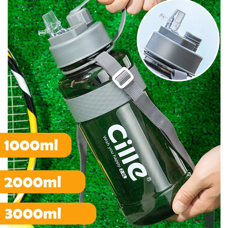 Бренд 1000 мл BPA бесплатно Спортивная бутылка для питьевой воды с соломой 1L 2L 3L