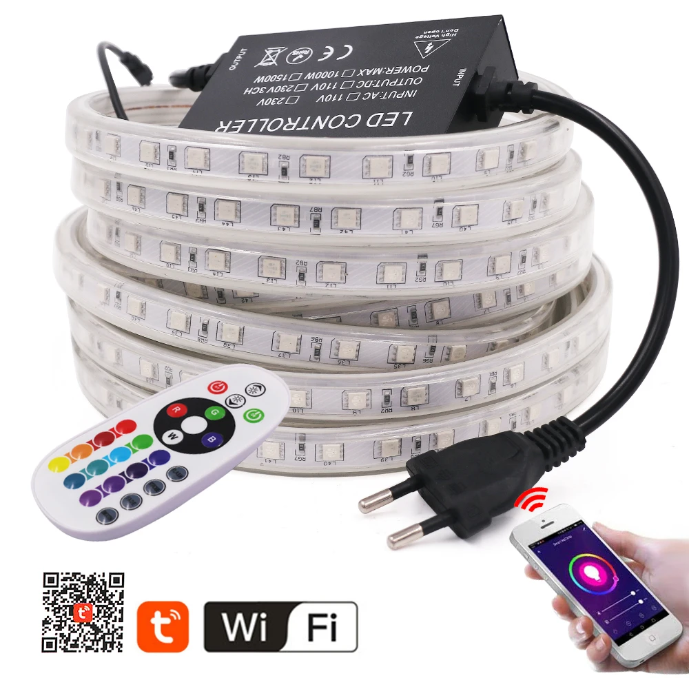 Светодиодная ленсветильник 110 В 220 5050 Wi-Fi RGB 1500 Вт пульт дистанционного управления