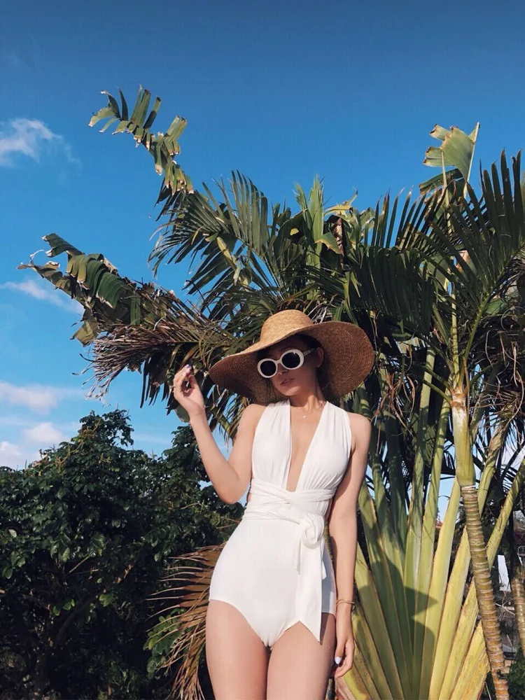 

2021 Sexy Solid Color One Piece Swimsuit Women Push Up Bandage Swimwear Swimsuit Sport Bodysuit Beach Bathing Suit Swim Monokini