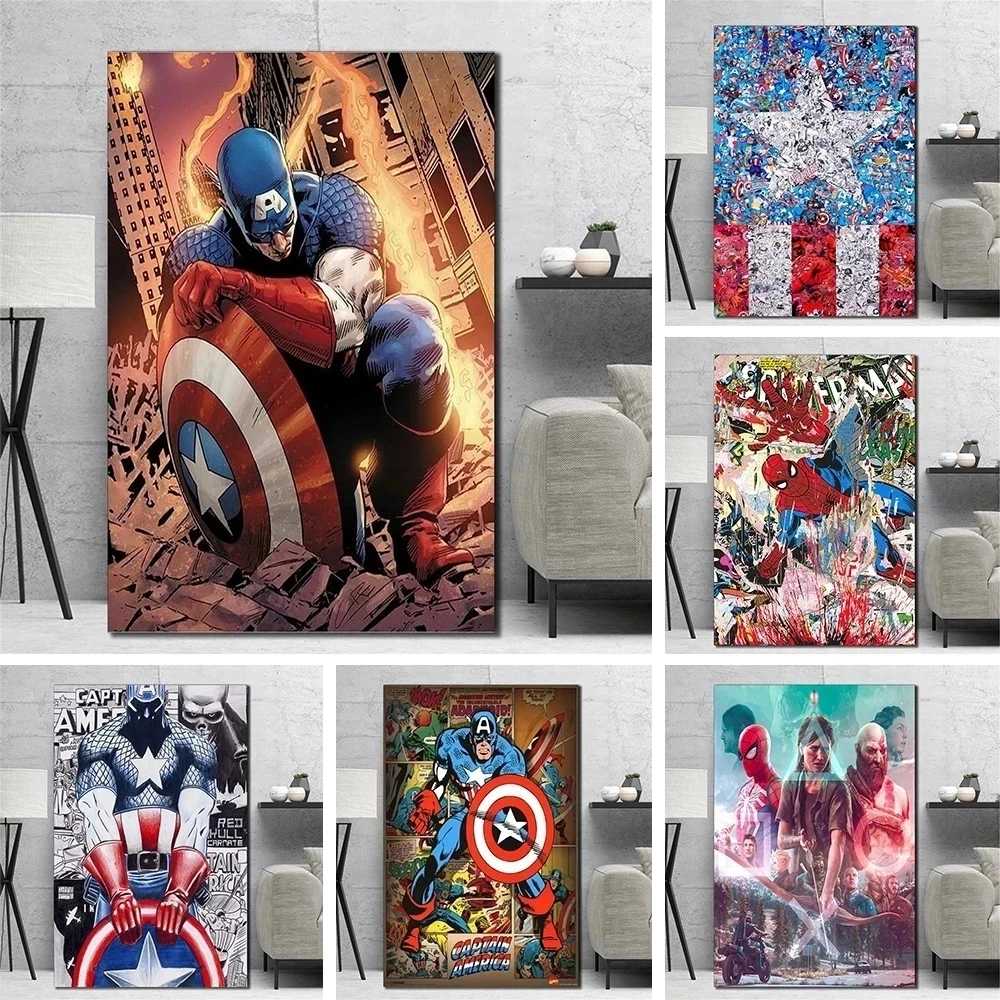 

Hd Print Home Decor Superhero Avengers Iron Man Captain America Picture Wall Artwork Modular Marvel Movie Poster Canvas Painting