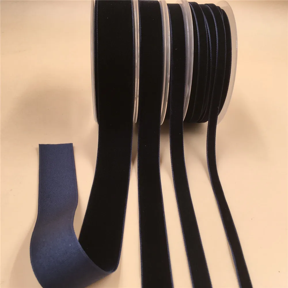 

6/9/16mm Single Face Navy Blue Velvet Ribbon for Handmade Gift Bouquet Wrapping Supplies Home Party Decoration ChristmasTape
