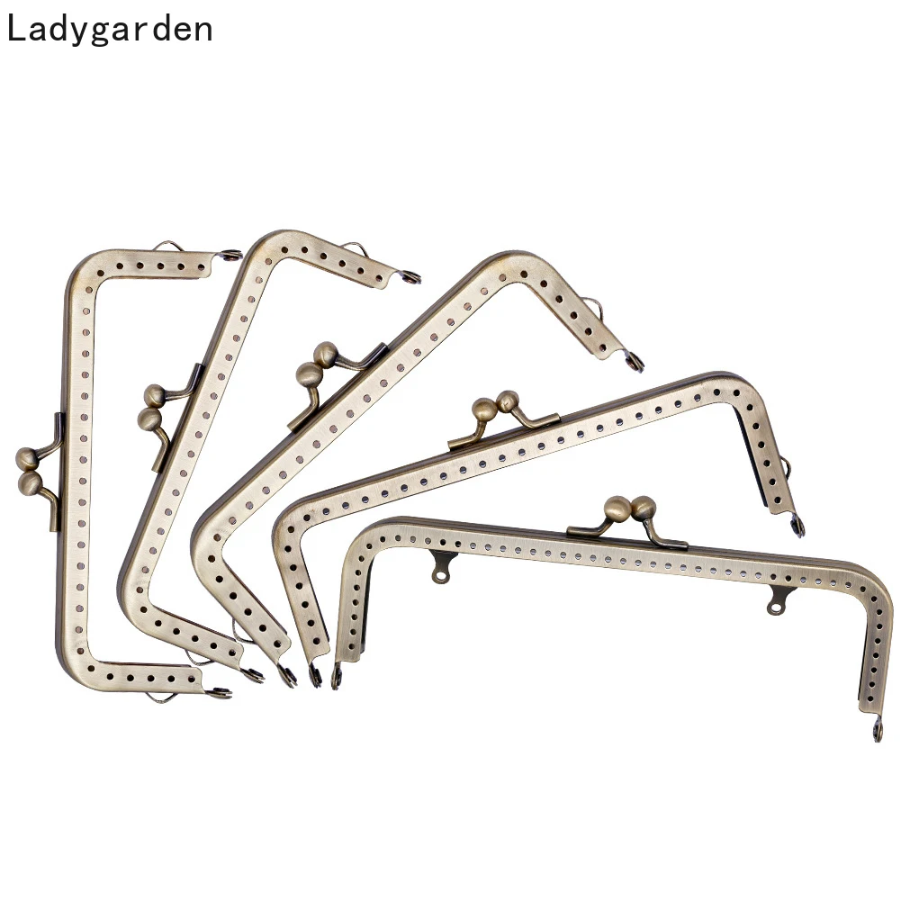 

5PCS 8.5/10.5/12.5 /15/18.5cm Square Metal Purse Frame Handle for Clutch Bag Handbag Accessories Making Kiss Clasp Lock for Bag