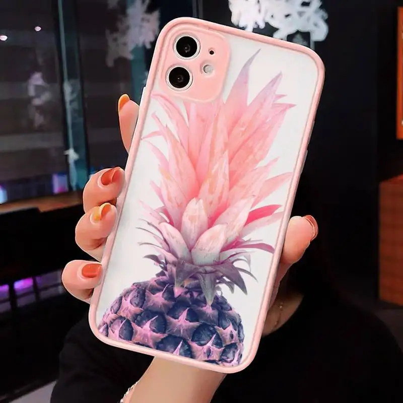 

pineapple Phone Cases matte transparent For Pink iPhone 7 8 x xs xr 11 12 pro plus max mini Clear Funda